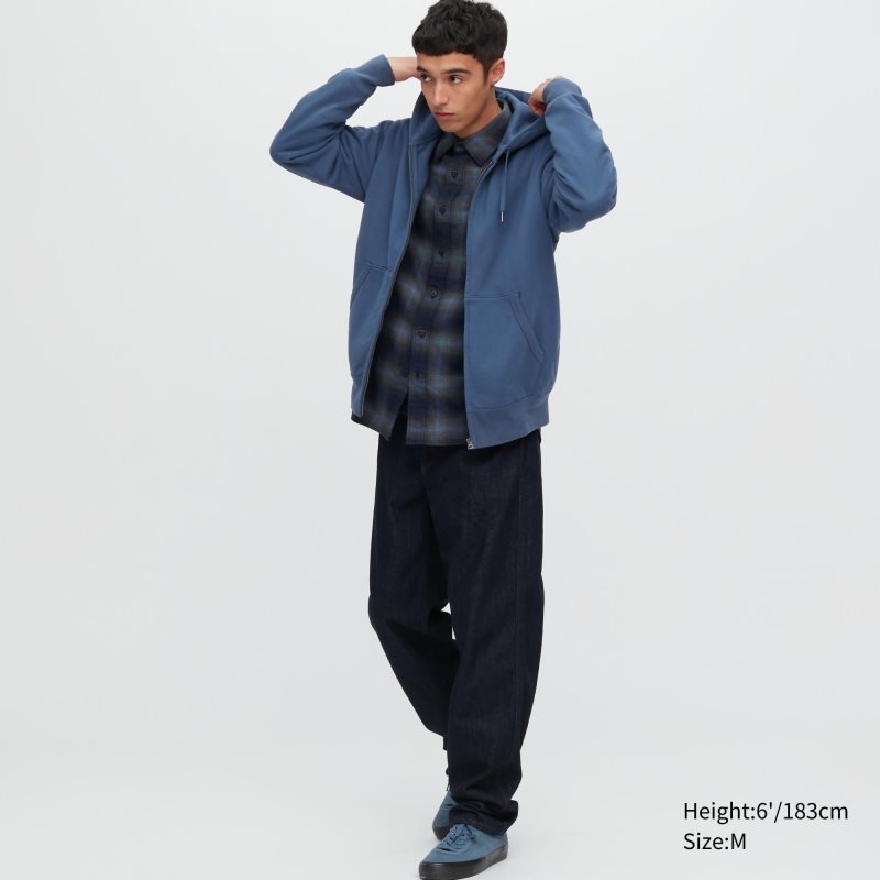 Grey Uniqlo Sweat Full-zip Men Hoodie | 8544560