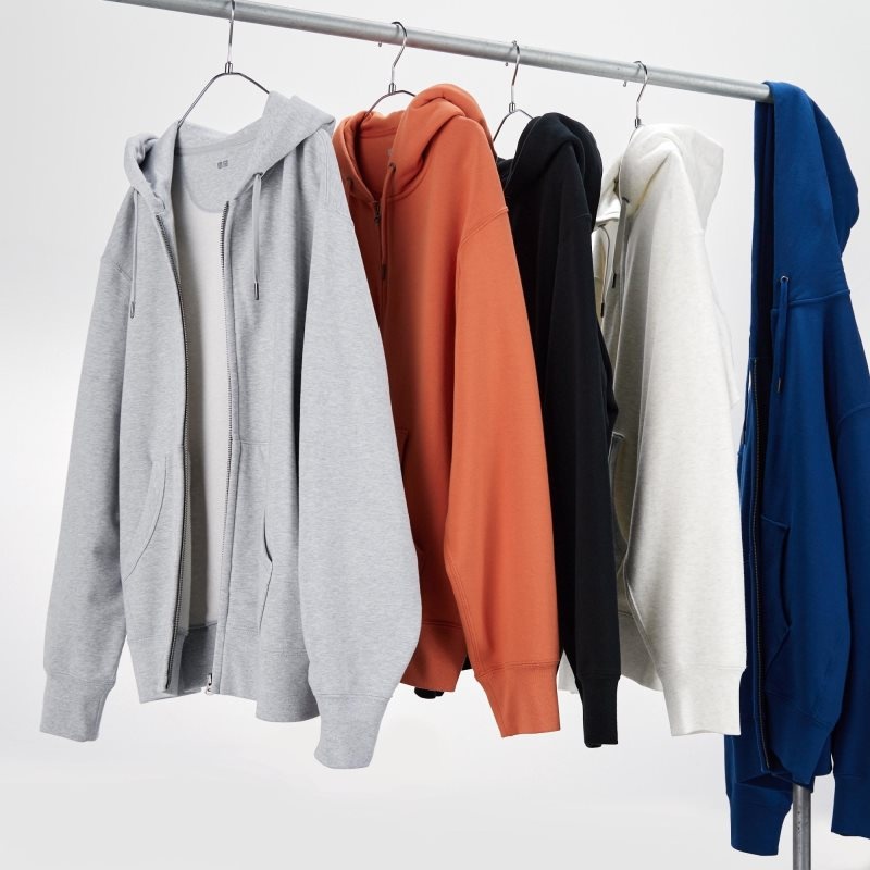 Grey Uniqlo Sweat Full-zip Men Hoodie | 8544560