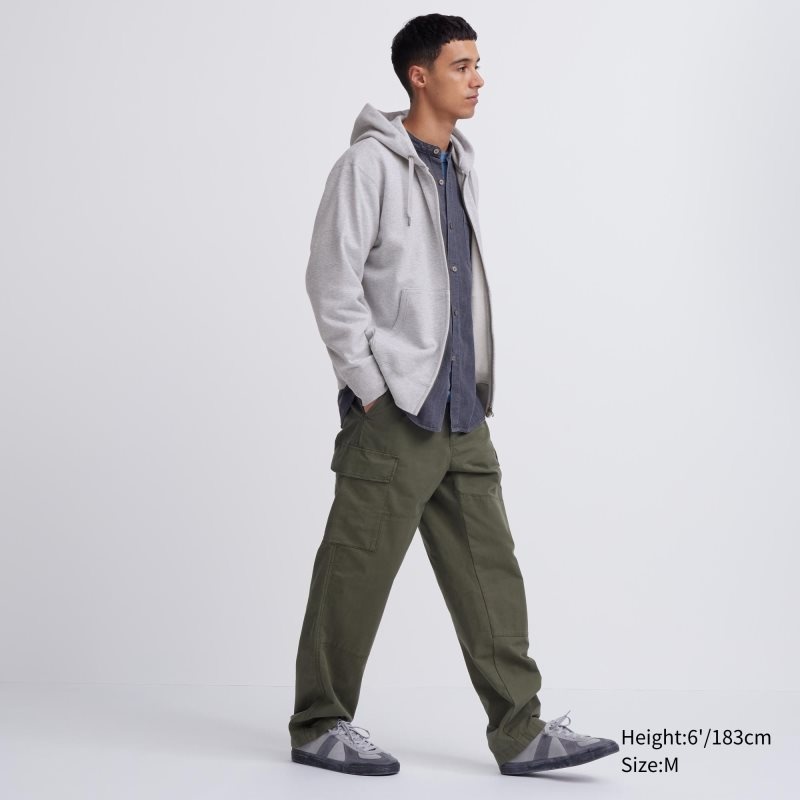 Grey Uniqlo Sweat Long-sleeve Full-zip Men Hoodie | 5820383