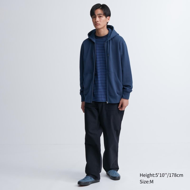Grey Uniqlo Sweat Long-sleeve Full-zip Men Hoodie | 5820383
