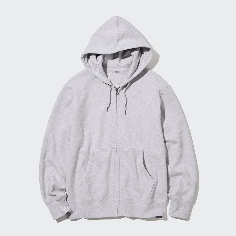 Grey Uniqlo Sweat Long-sleeve Full-zip Men Hoodie | 5820383
