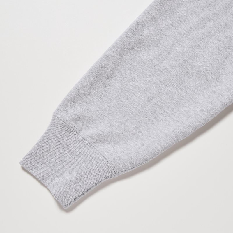 Grey Uniqlo Sweat Long-sleeve Full-zip Men Hoodie | 5820383