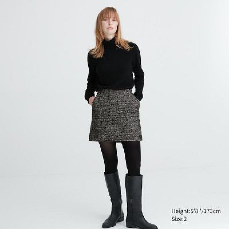 Grey Uniqlo Tweed Mini Women Skirts | 7532165