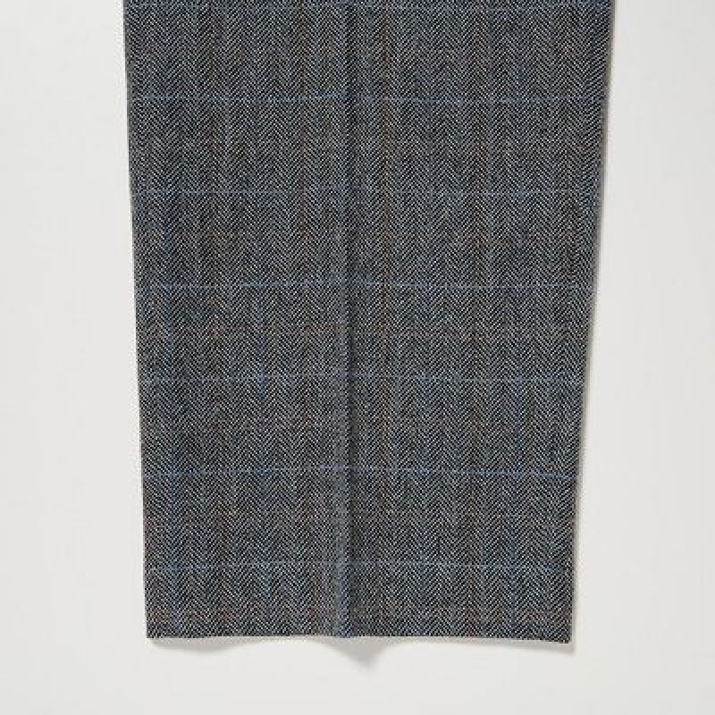 Grey Uniqlo Tweed Wide-Fit Pleated Women Pants | 8535374