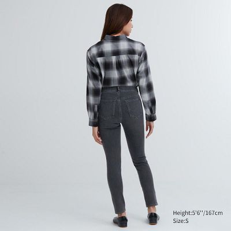 Grey Uniqlo Ultra Stretch Denim Women Pants | 7458804