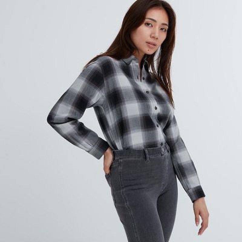 Grey Uniqlo Ultra Stretch Denim Women Pants | 7458804