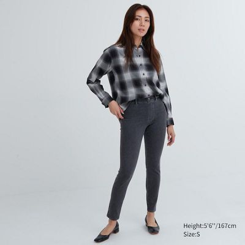 Grey Uniqlo Ultra Stretch Denim Women Pants | 7458804