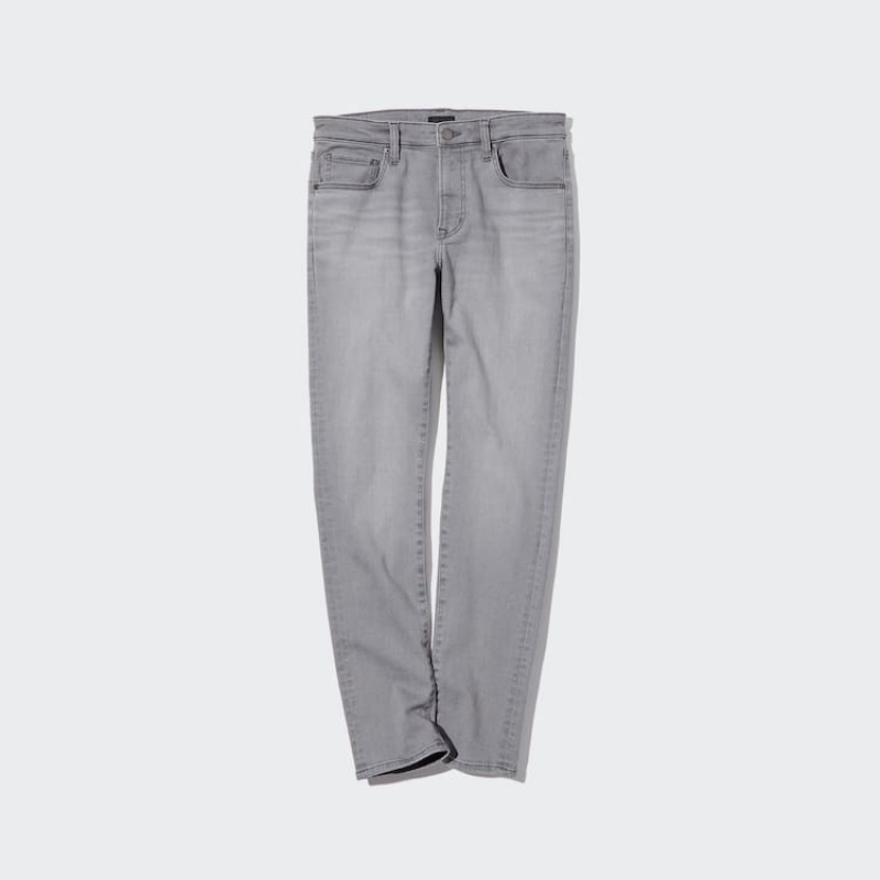 Grey Uniqlo Ultra Stretch Skinny Fit Men Jeans | 9176737