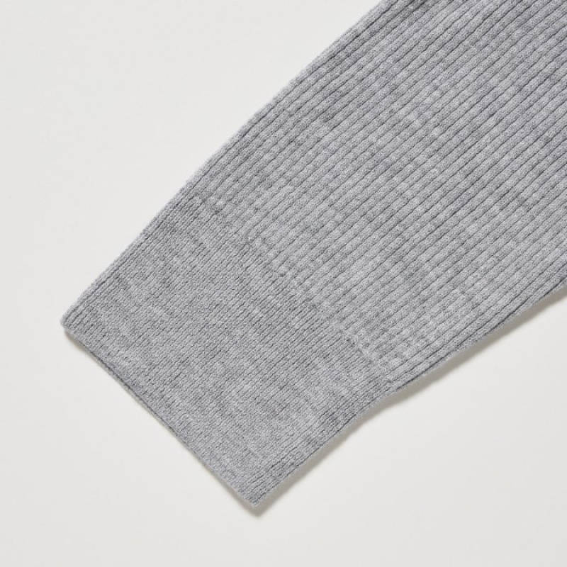 Grey Uniqlo Washable Knit Ribbed Long-Sleeve Women Cardigan | 2964597