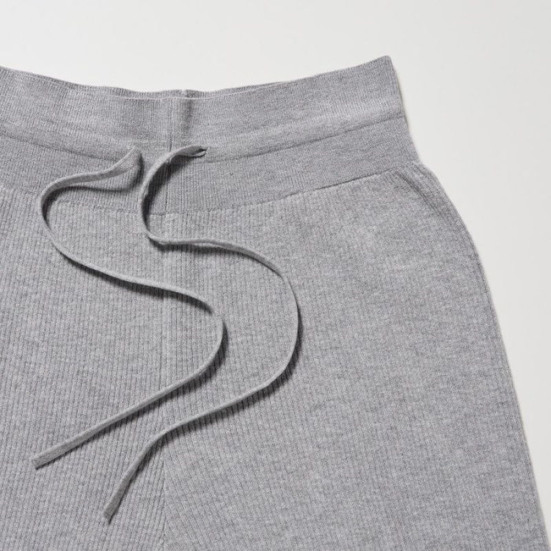 Grey Uniqlo Washable Knit Ribbed Lounge Women Pants | 6662993