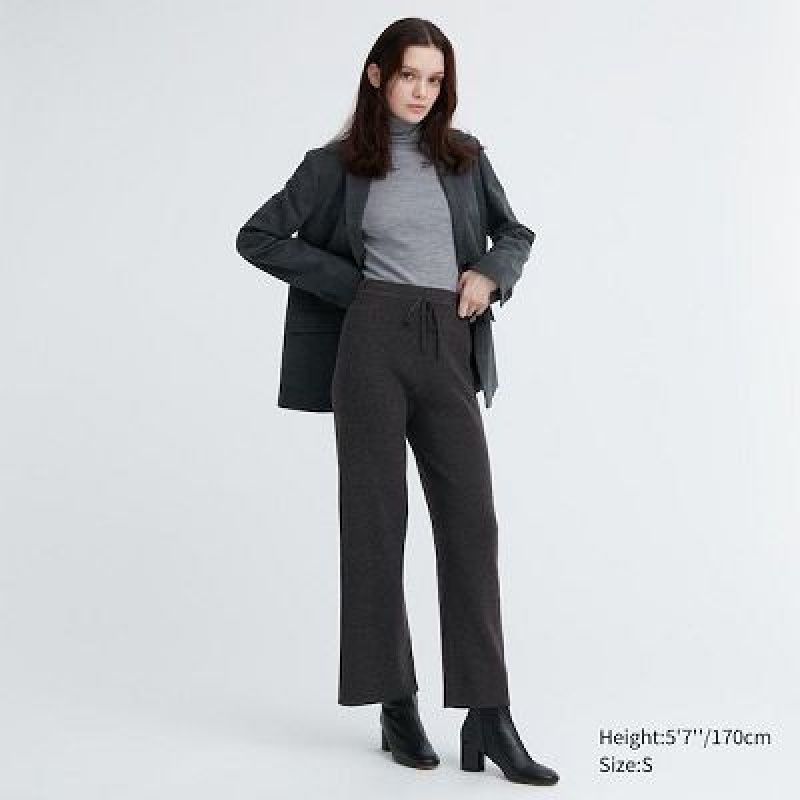 Grey Uniqlo Washable Knit Ribbed Women Pants | 2083651