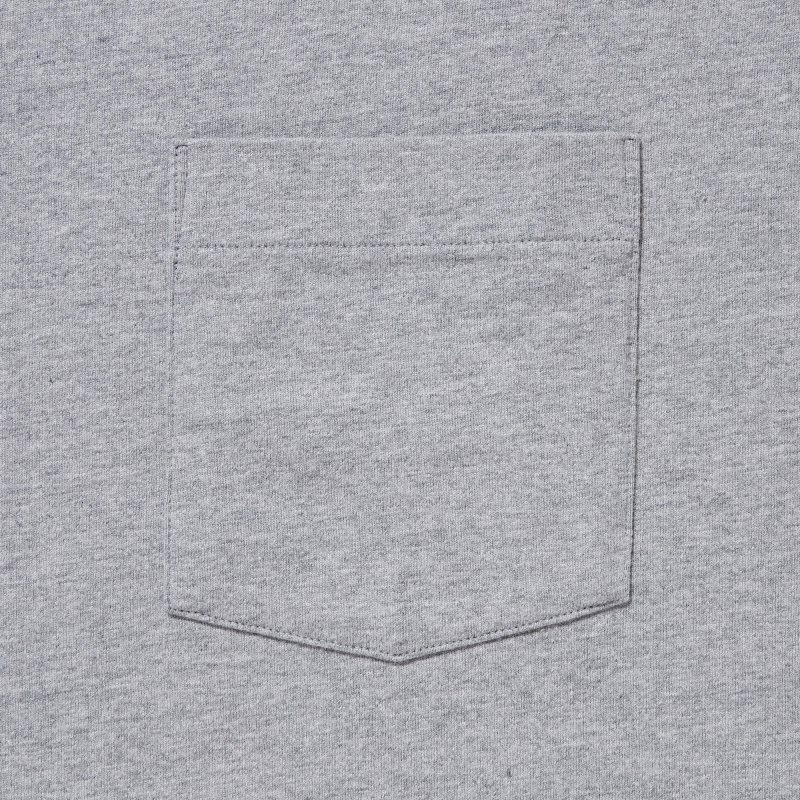 Grey Uniqlo Washed Cotton Crew Neck Long-sleeve Men T Shirts | 5708686