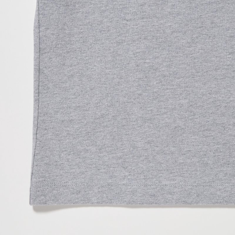 Grey Uniqlo Washed Cotton Crew Neck Long-sleeve Men T Shirts | 5708686
