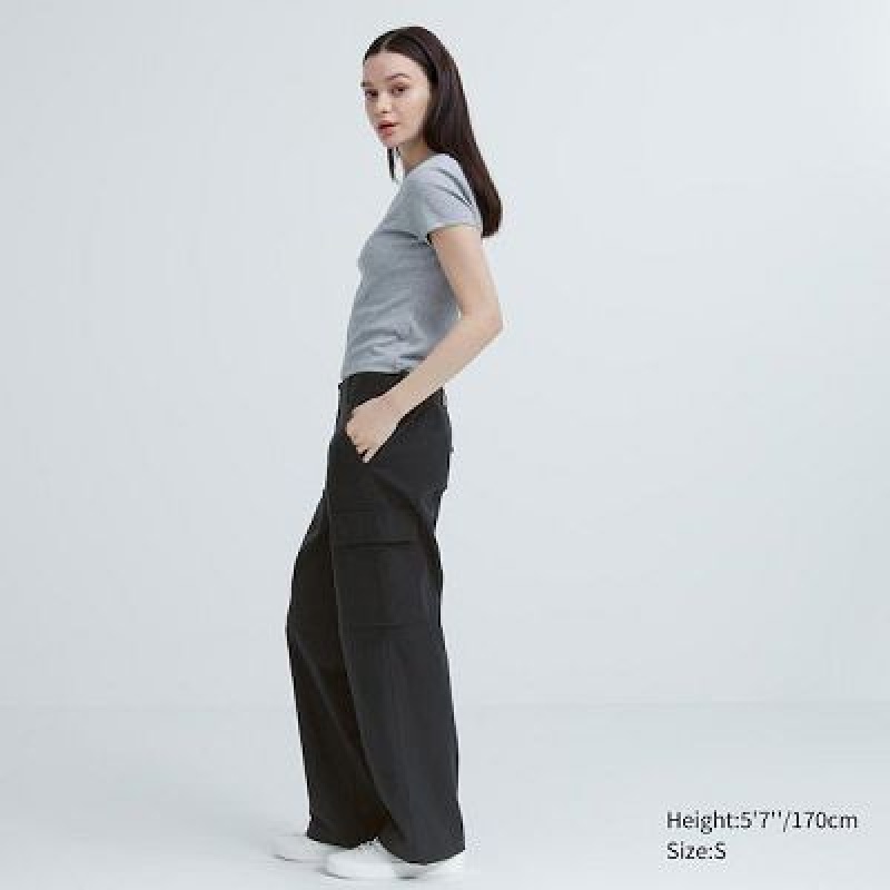 Grey Uniqlo Wide Straight Cargo Women Pants | 1067842
