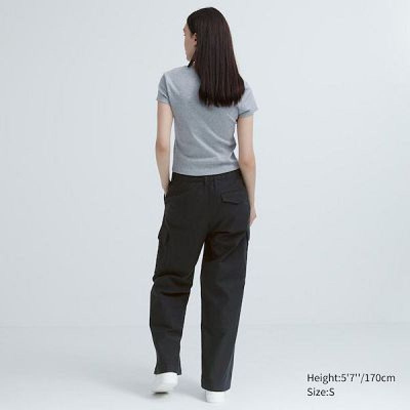Grey Uniqlo Wide Straight Cargo Women Pants | 1067842