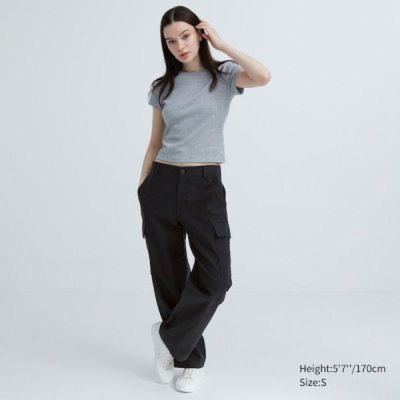Grey Uniqlo Wide Straight Cargo Women Pants | 1067842