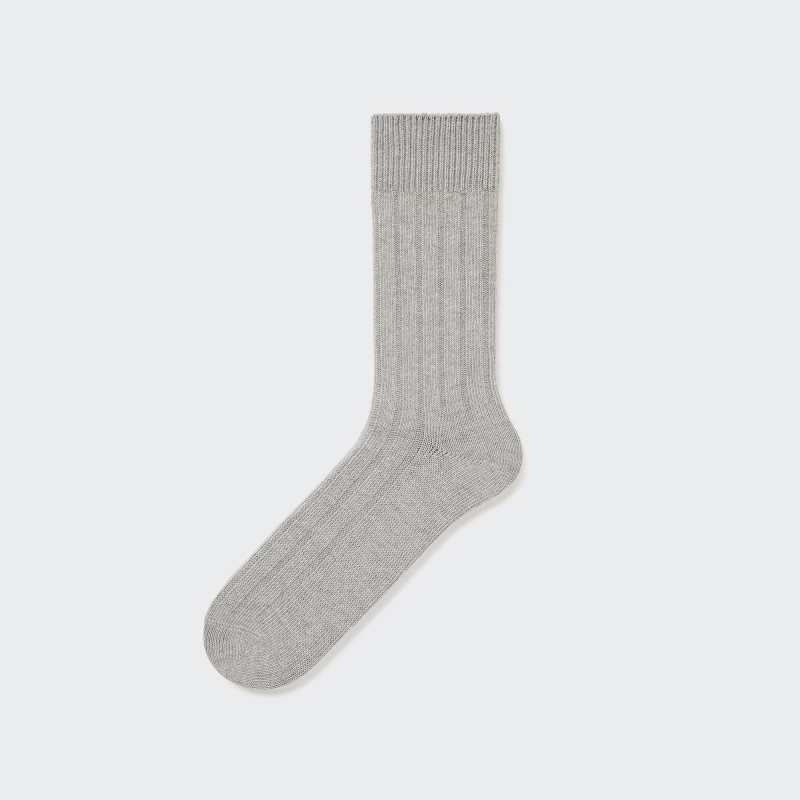 Grey Uniqlo Wide-ribbed Men Socks | 541267
