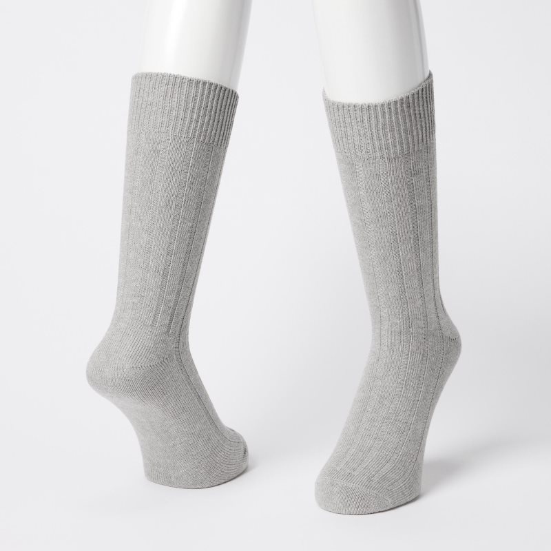 Grey Uniqlo Wide-ribbed Men Socks | 541267
