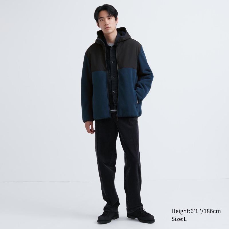 Grey Uniqlo Windproof Outer Fleece Full-zip Men Hoodie | 1870919