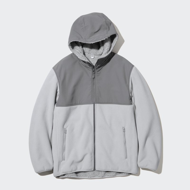 Grey Uniqlo Windproof Outer Fleece Full-zip Men Hoodie | 1870919