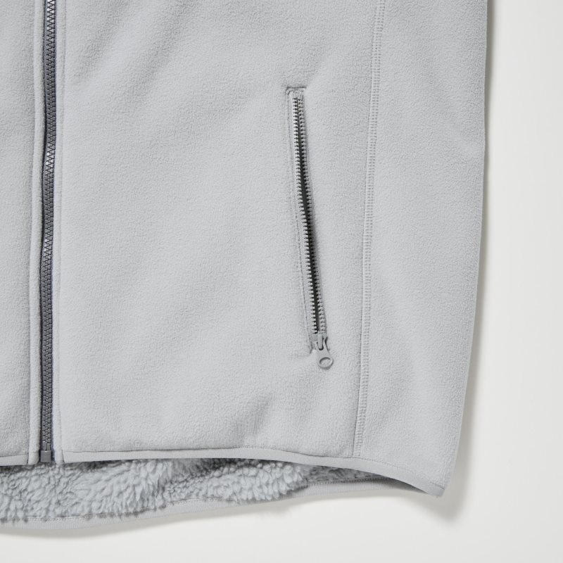 Grey Uniqlo Windproof Outer Fleece Full-zip Men Hoodie | 1870919