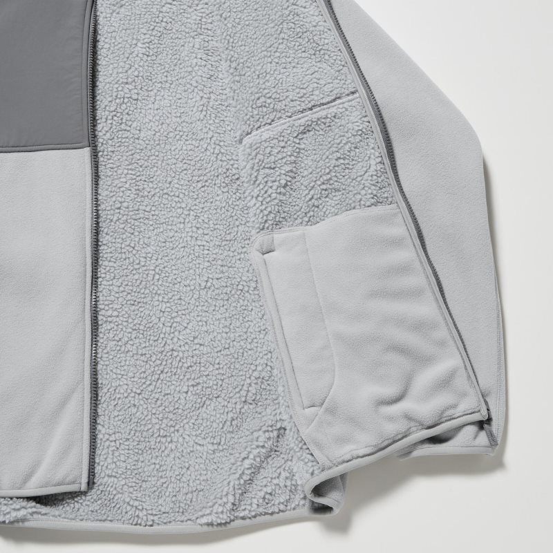 Grey Uniqlo Windproof Outer Fleece Full-zip Men Hoodie | 1870919