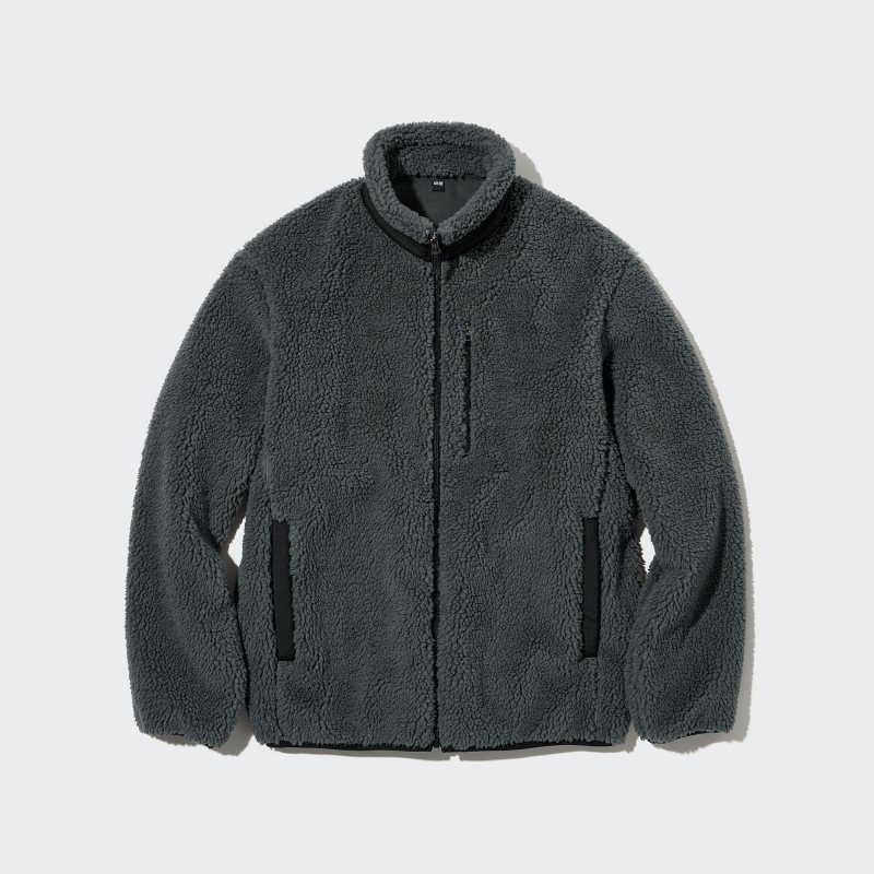Grey Uniqlo Windproof Outer Fleece Men Jackets | 4158315