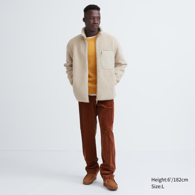 Grey Uniqlo Windproof Outer Fleece Men Jackets | 67959