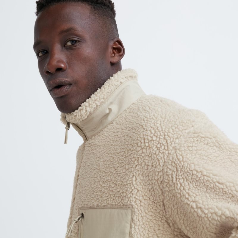 Grey Uniqlo Windproof Outer Fleece Men Jackets | 67959