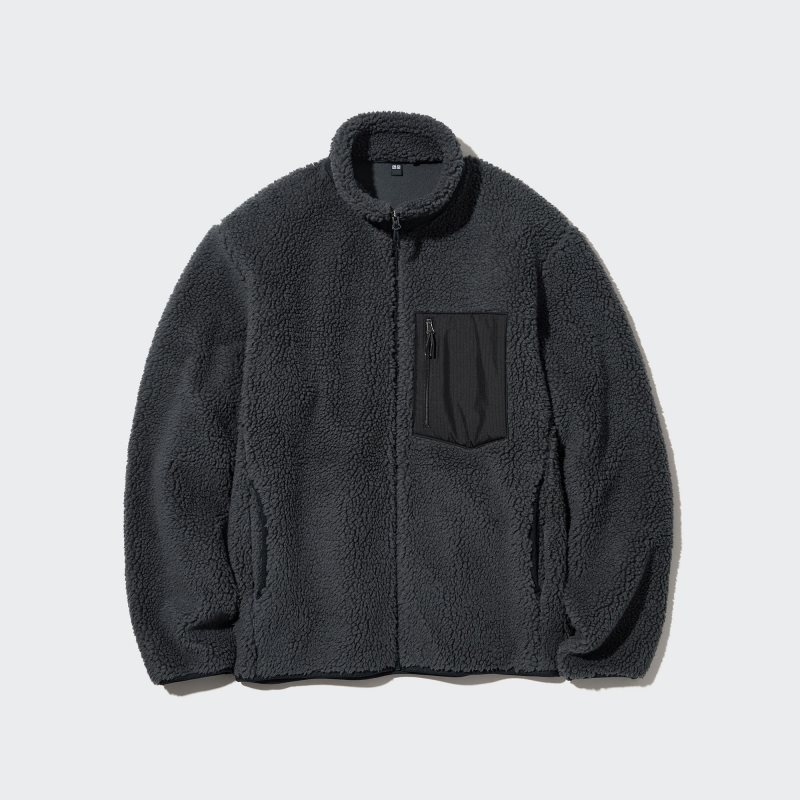 Grey Uniqlo Windproof Outer Fleece Men Jackets | 67959
