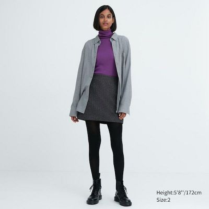 Grey Uniqlo Wool Blend Mini Women Skirts | 3146012