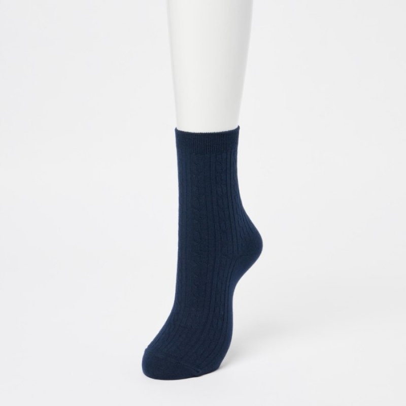 Navy Uniqlo 3 Pack Women Socks | 9303368