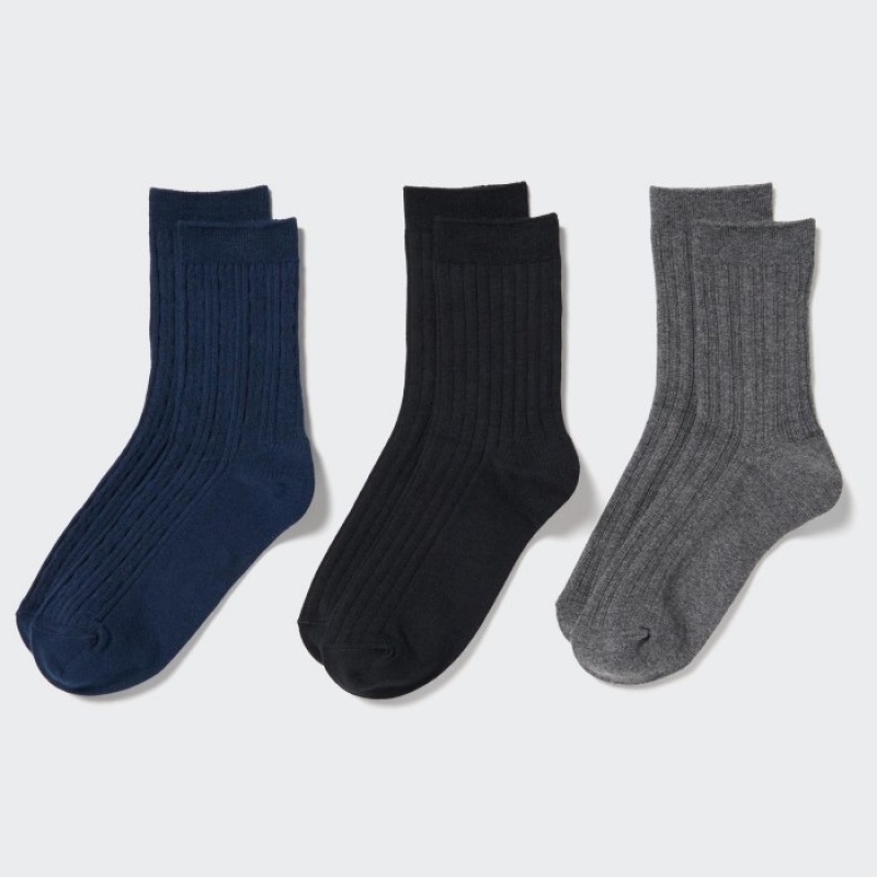 Navy Uniqlo 3 Pack Women Socks | 9303368