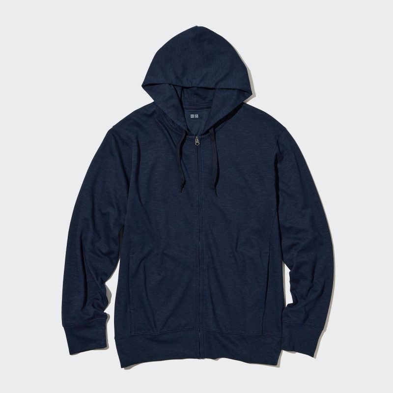 Navy Uniqlo Airism Uv Protection Full-zip Men Hoodie | 1541502