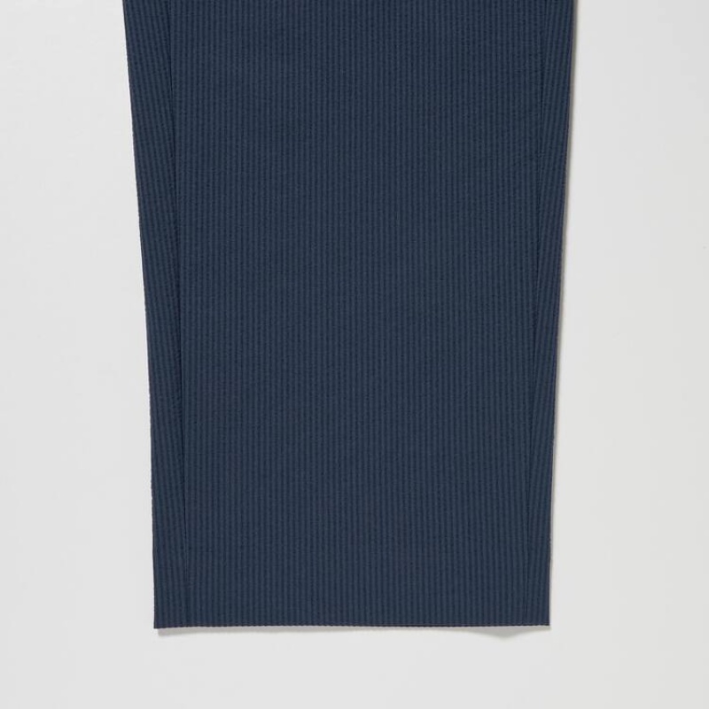 Navy Uniqlo Airsense Ultra Light Seersucker Relaxed Fit Men Pants | 7645527