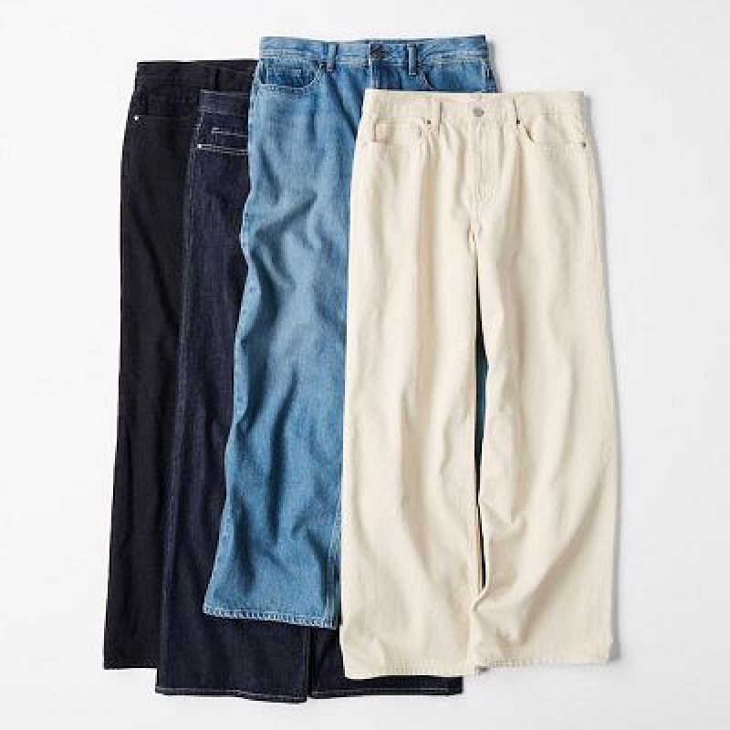 Navy Uniqlo Baggy Women Jeans | 3437199