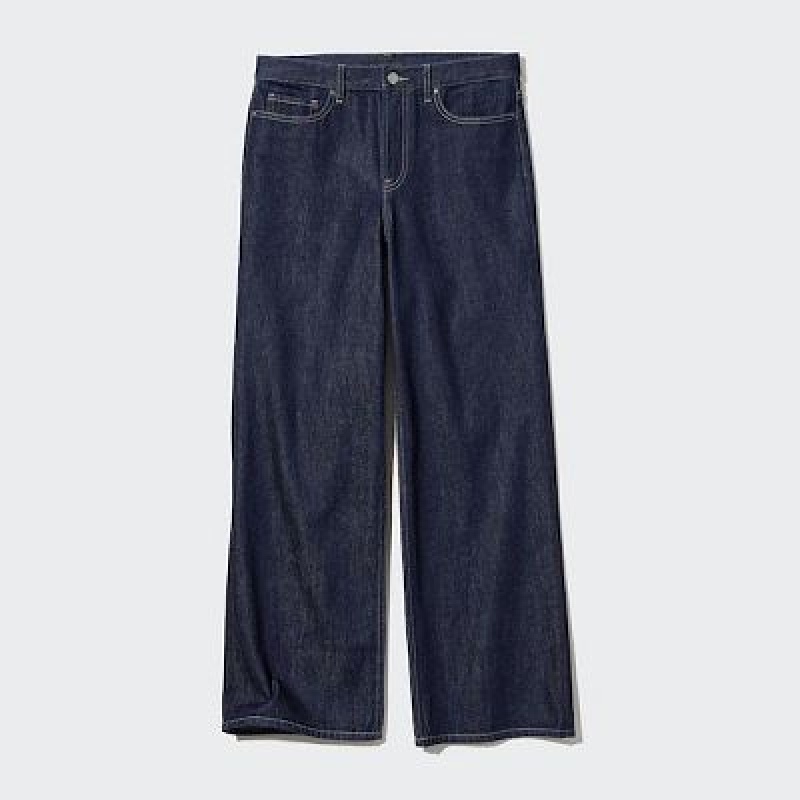 Navy Uniqlo Baggy Women Jeans | 3437199