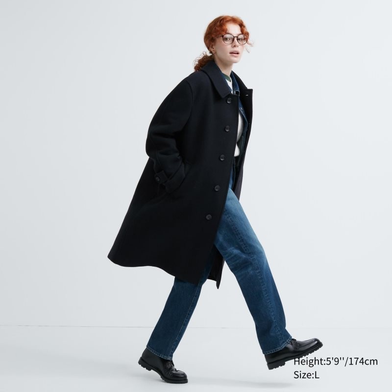 Navy Uniqlo Balmacaan Men Coats | 3453085