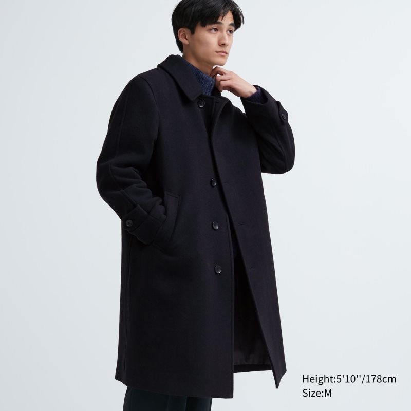 Navy Uniqlo Balmacaan Men Coats | 3453085