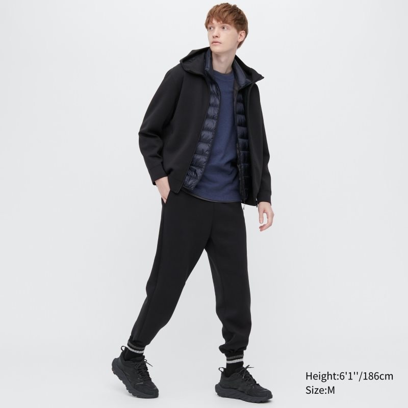 Navy Uniqlo Brushed Cotton Crew Neck Long-sleeve Men T Shirts | 568480