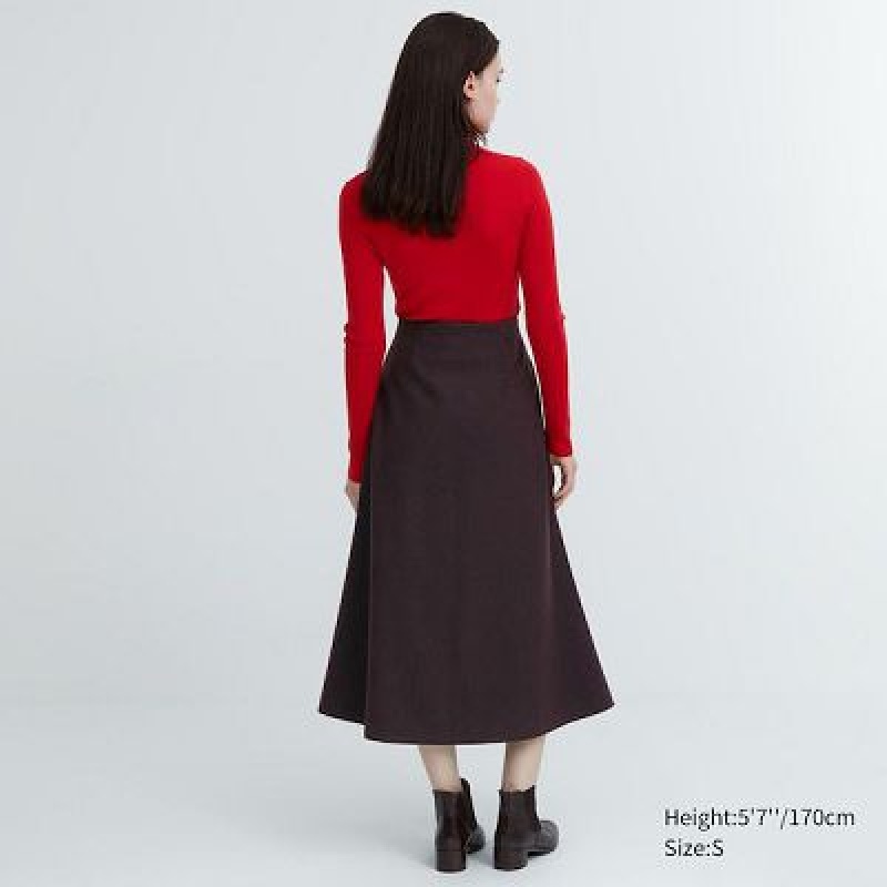 Navy Uniqlo Brushed Jersey Flared Women Skirts | 1644268