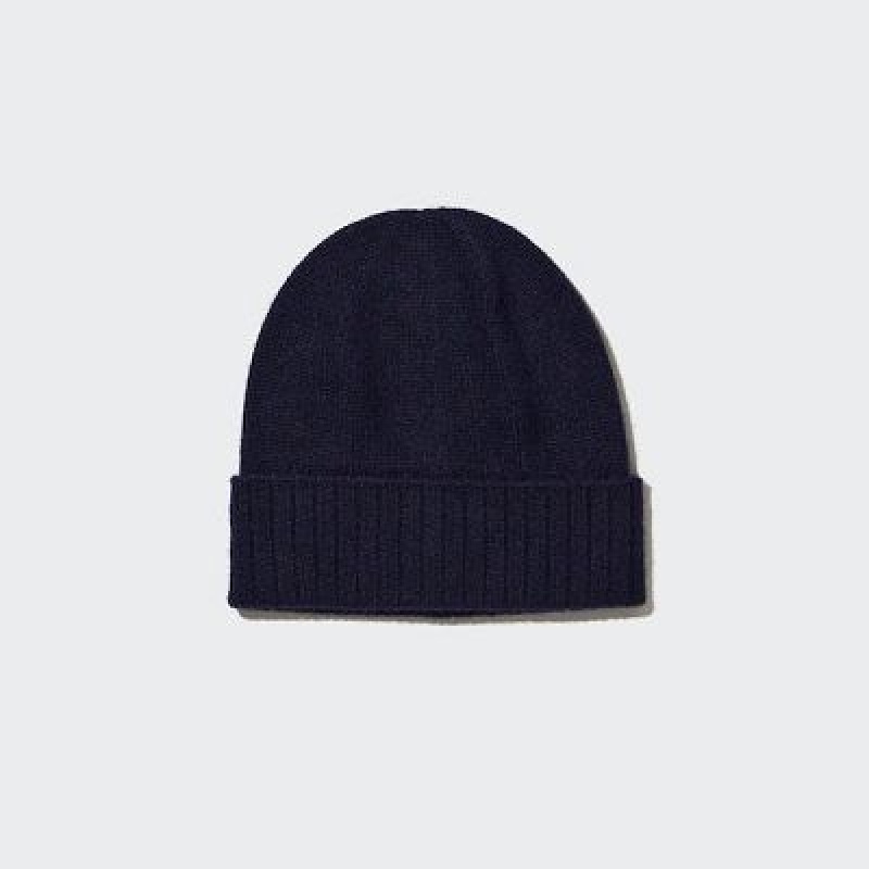 Navy Uniqlo Cashmere Knitted Women Beanie | 4087861