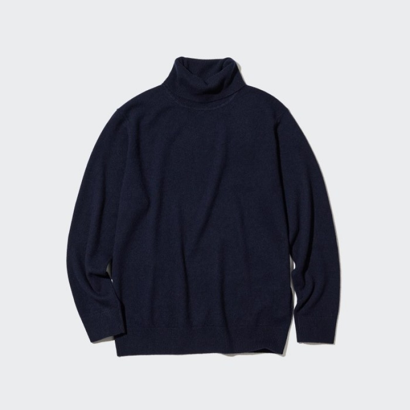 Navy Uniqlo Cashmere Turtleneck Long-sleeve Women Sweaters | 1286979