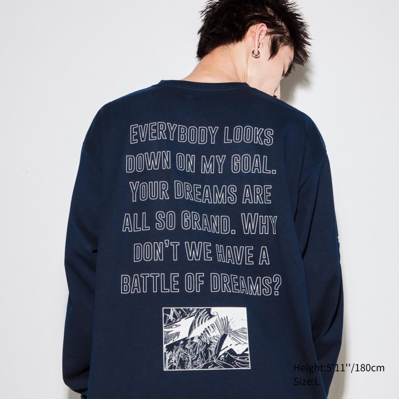 Navy Uniqlo Chainsaw Man × Kosuke Kawamura Ut Long-sleeve Graphic Men T Shirts | 2502941