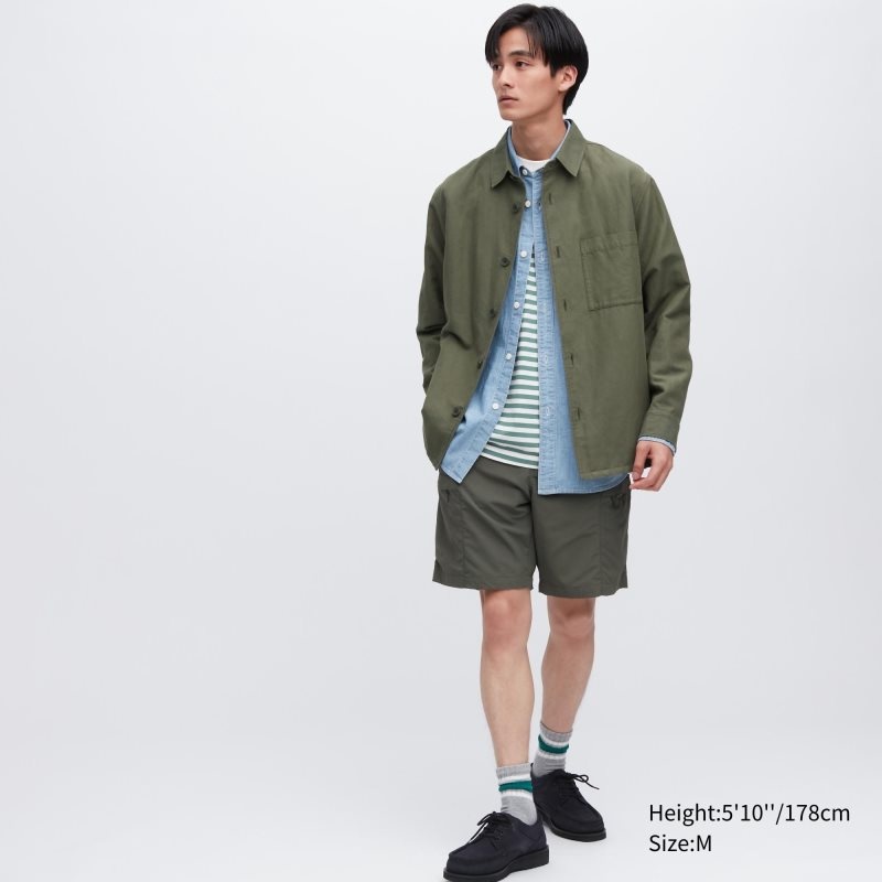 Navy Uniqlo Cotton Linen Over Shirt Men Jackets | 1981160