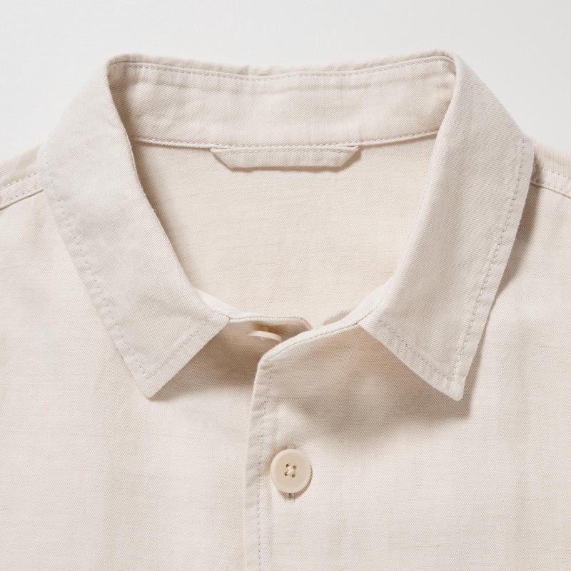 Navy Uniqlo Cotton Linen Over Shirt Men Jackets | 1981160