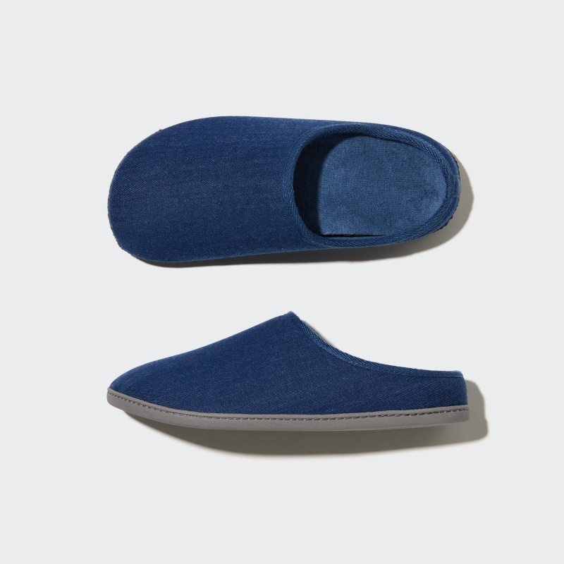 Navy Uniqlo Denim Like Room Rubber Sole Men Slippers | 2780993