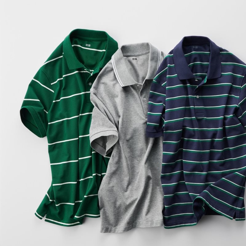 Navy Uniqlo Dry Pique Striped Short-sleeve Men Polo Shirts | 3603199