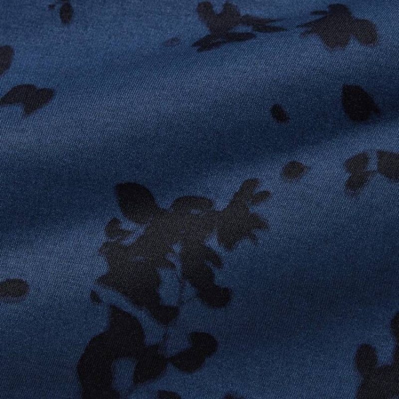 Navy Uniqlo Dry Stretch Leaf Print Easy Men Shorts | 9835471