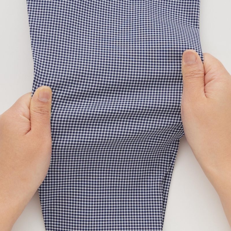 Navy Uniqlo Easy Care Checked Stretch Slim-fit Long-sleeve Men Shirts | 9558826